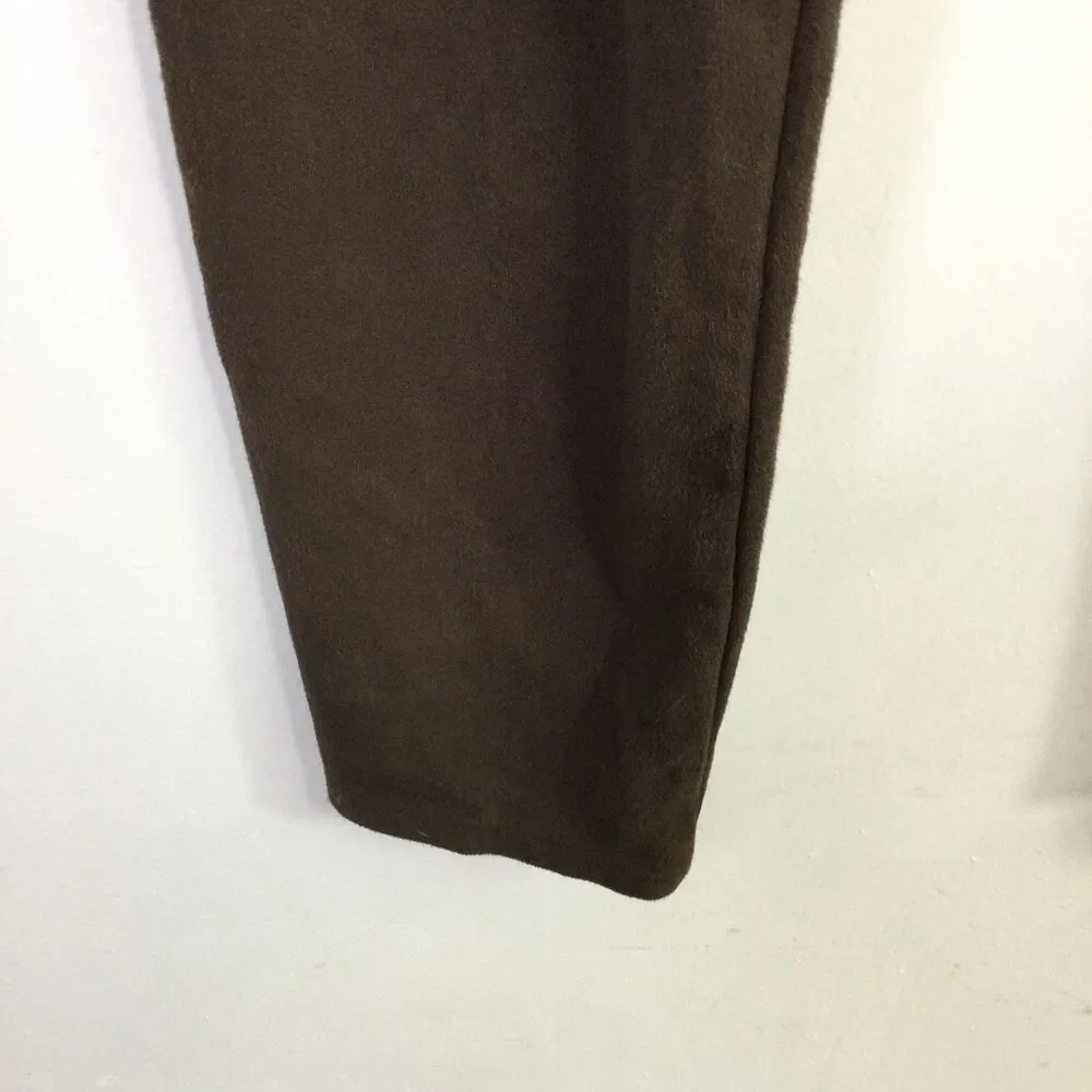 Lysse Womens Faux Suede High Waist Velvet Leggings Pull-On Dark Brown Size M - Picture 2 of 15